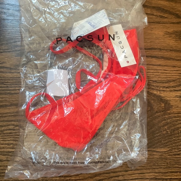 Womens Red Tie Back Tank Bikini Top (Pacsun) - Picture 2 of 3